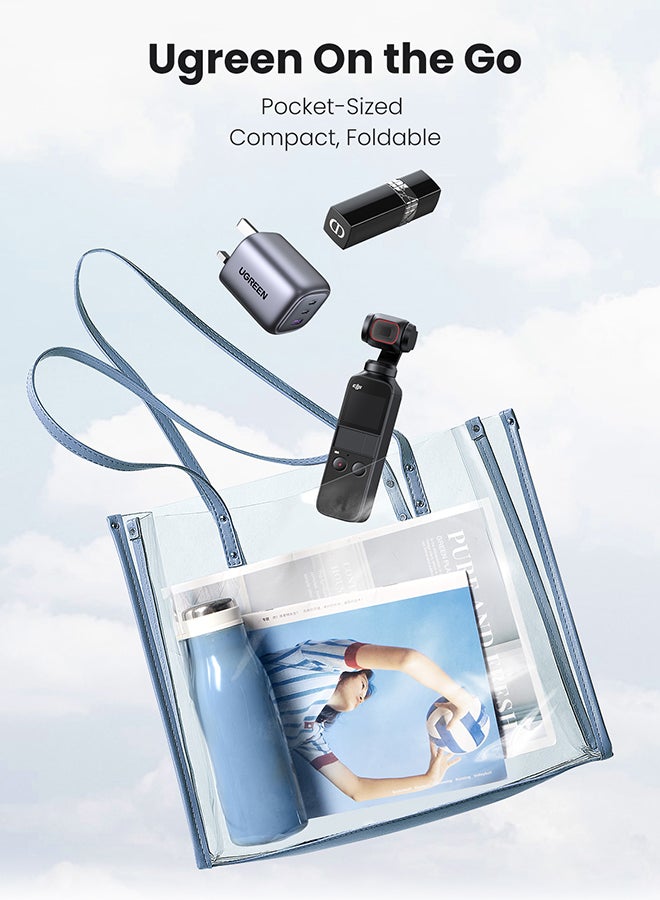 يو جرين شاحن سريع يو اس بي بقدرة 65 واط قابل للطي بـ3 منافذ من نيكسود، شاحن جداري سريع تايب سي متوافق مع ماك بوك برو/اير، اتش بي/ديل/لينوفو، ايباد برو/اير، ايفون 15 برو ماكس، جالكسي اس 22 23 الترا، ستيم ديك، الخ - Image 2